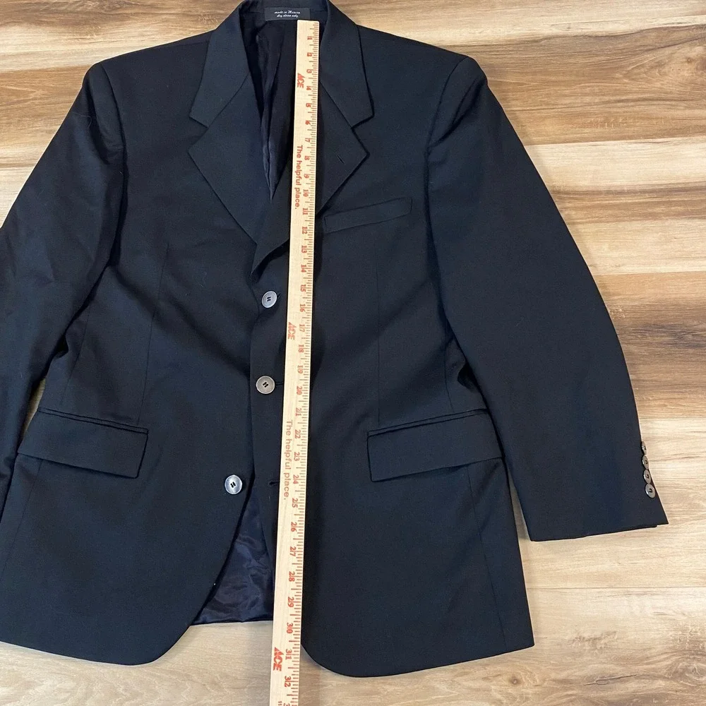 Andrew Fezza Blazer Mens 40S Black Super 100s Wool 3 Button Sport Coat 40SH - Picture 8 of 11